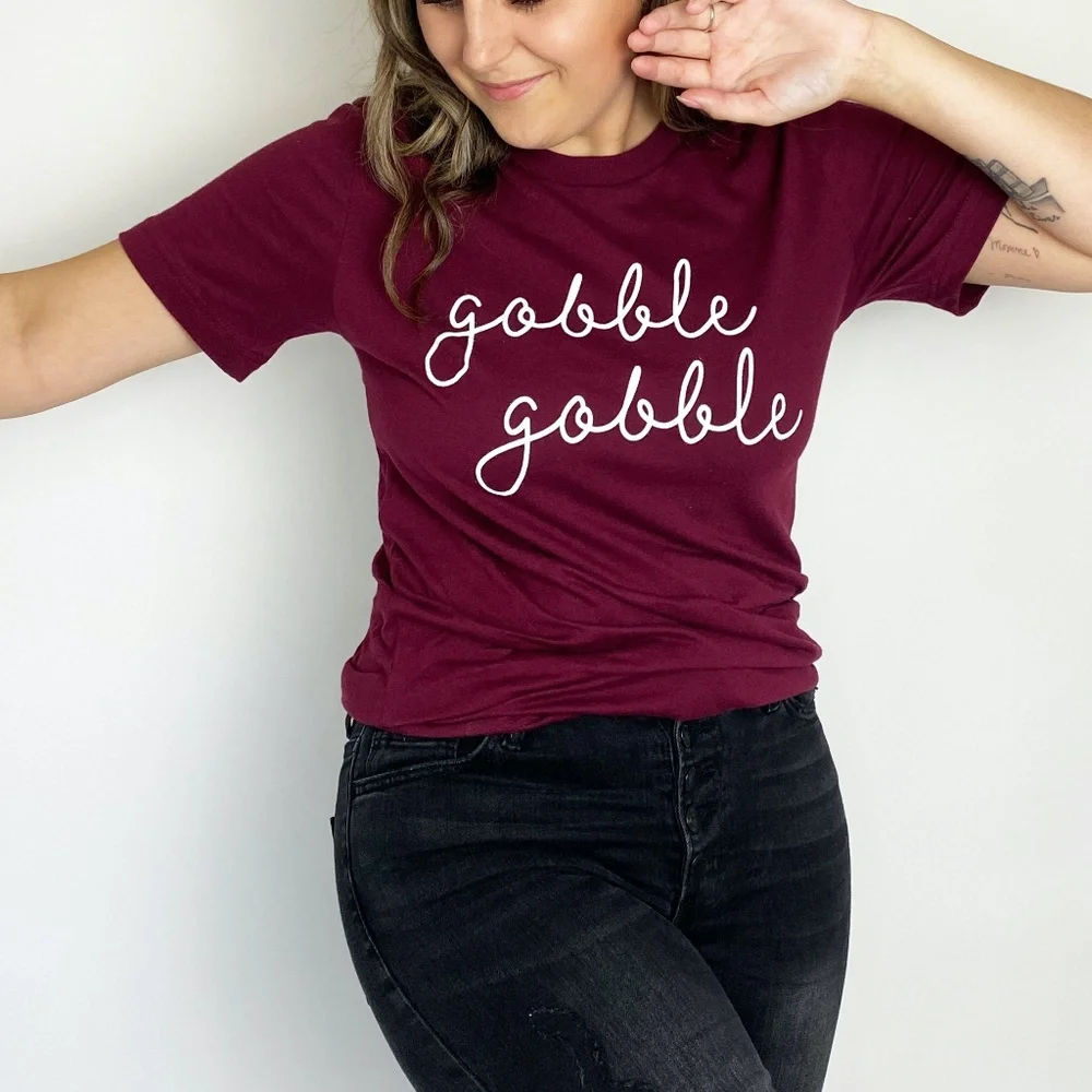Gobble Gobble Thanksgiving T-Shirt - Picture 1 of 4